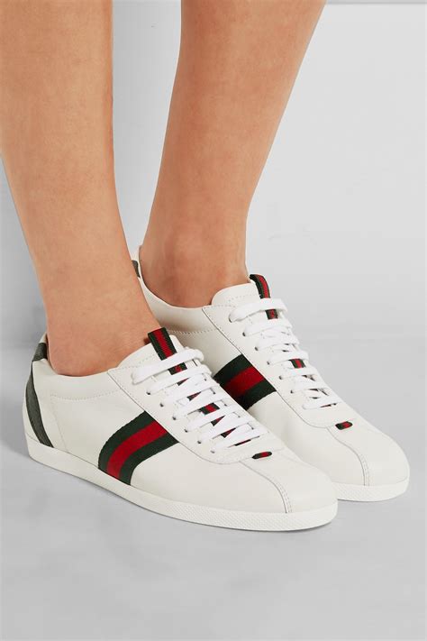 white gucci shoes with fur|Women's GG sneaker in white leather .